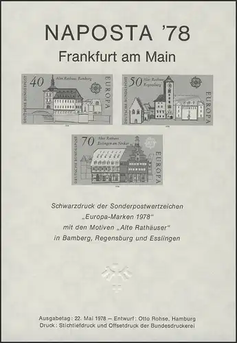 NAPOSTA Frankfurt/Main Europa CEPT Sonderdruck 1978
