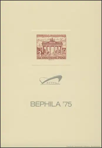 Berlin-Sonderdruck BEPHILA 1975 Manilakarton ohne Wasserzeichen