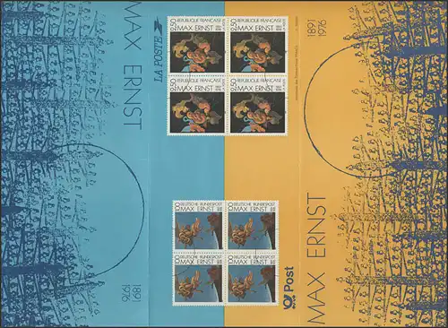 Max Ernst von 1991, Bund 1569 und Frankreich 2862, Faltkarte postfrisch, **