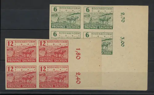 85x-86x Bodenreform - dickes Papier, Viererblock-Satz, postfrisch **