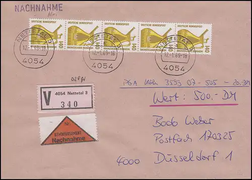 1401 bandes SWK 140 5 avec le numéro de la valeur de réduction appropriée FDC 12.1.89