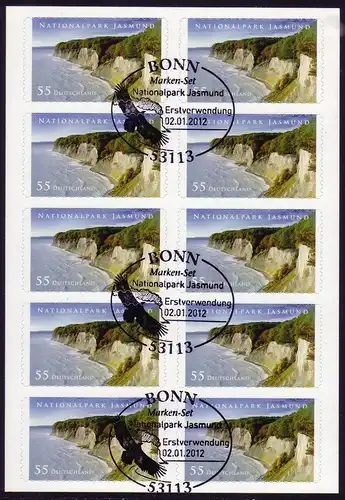 FB 18 Nationalpark Jasmund, Folienblatt 10x2908, EV-O Bonn 02.01.2012