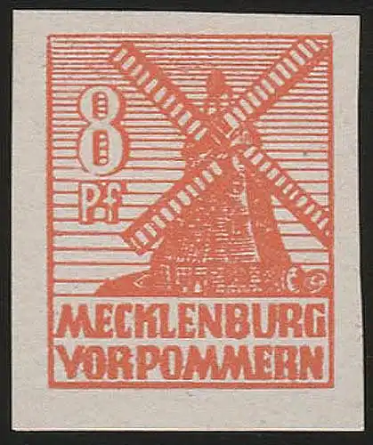 SBZ 34x Freimarke 8 Pf, rotorange, geschnitten, **