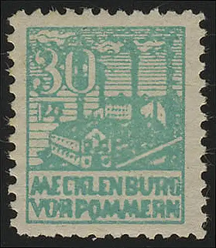 SBZ 39ya Freimarke 30 Pf, lebhaftbläulichgrün, gezähnt, **