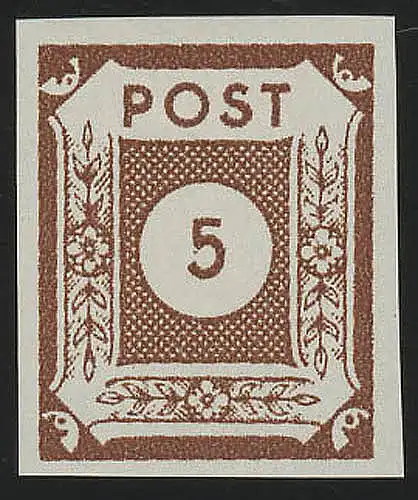 SBZ 42A Ziffer 5 Pf, orangebraun, geschnitten, **