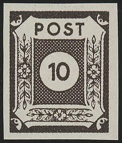 SBZ 45A Ziffer 10 Pf, siena, geschnitten, **