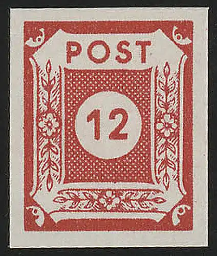 SBZ 46Aa Ziffer 12 Pf, rot, geschnitten, **