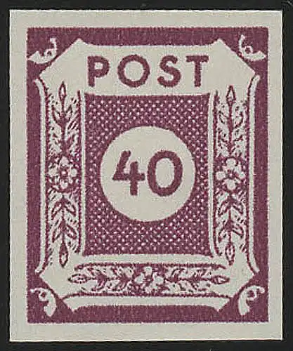 SBZ 50A chiffre 40 Pf, rouge foncé, coupe **