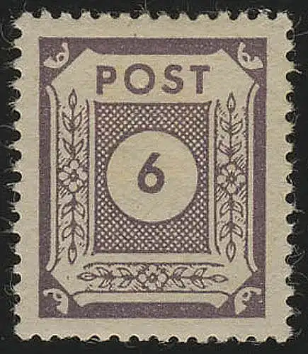 SBZ 58a chiffre 6 pf, tons gris violet, **