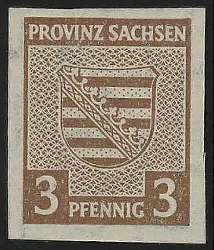 SBZ 67X Provinzwappen 3 Pf, Wz.1X, orangebraun, geschnitten, **
