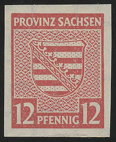 SBZ 71X Provinzwappen 12 Pf, Wz.1X, dunkelrosarot, geschnitten, **