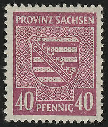 SBZ 84Xa Provinzwappen 40 Pf, Wz.1X, dunkellilarosa, gezähnt, ** geprüft