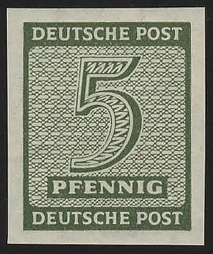 SBZ 116X Ziffer 5 Pf, Wz.1X, grün, geschnitten, **