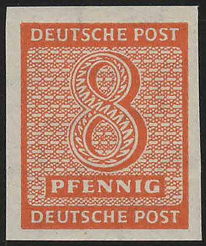 SBZ 118X chiffre 8 Pf, Wz.1X, orange rouge, coupé, **