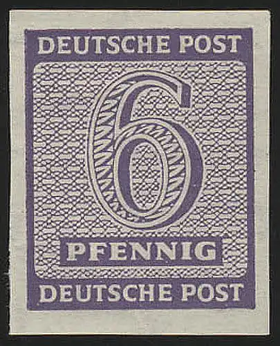 SBZ 117Ya Ziffer 6 Pf, Wz.1Y, grauviolett, geschnitten, **