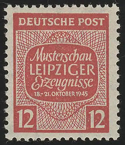 SBZ 125X Modèlessau Leipzig 12 Pf, WZ.1X, rouge, **