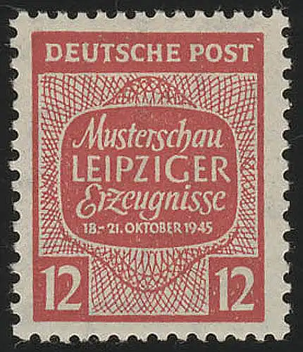 SBZ 125X Musterschau Leipzig 12 Pf, WZ.1X, rot, **