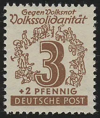 SBZ 138Y Volkssolidarität 3 Pf, braun Töne, **