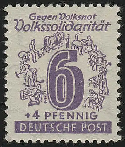 SBZ 141Y Volkssolidarität 6 Pf, grauviolett, **