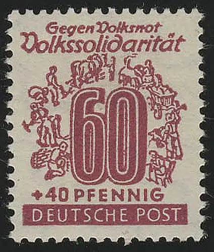 SBZ 149Ya Volkssolidarität 60 Pf, Wz.1Y, bräunlichlila, **