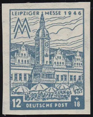 SBZ 163BXa Leipziger Messe 12 Pf, WZ.1X, bleu-gris, **