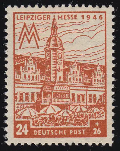 SBZ 164AX Leipziger Messe 24 Pf, WZ.1X, bräunlichorange, **