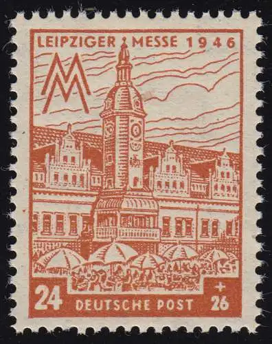 SBZ 164AY Leipziger Messe 24 Pf, WZ.1Y, brun orange, **