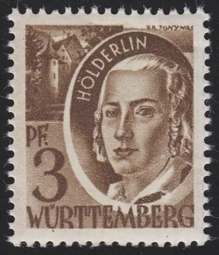 Württemberg 2yv Freimarke 3 Pf., postfrisch **