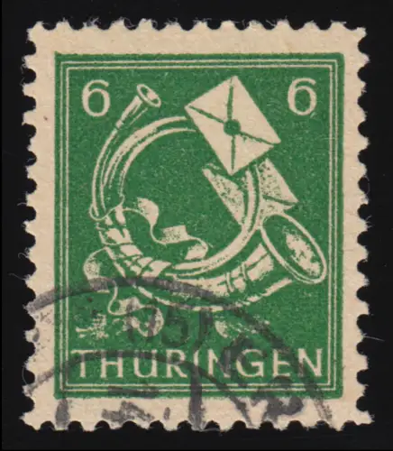 SBZ 95AXat Freimarke 6 Pf, dunkelgrün, O geprüft