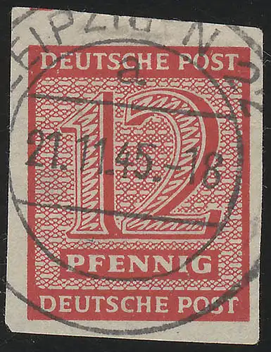 SBZ 119X Ziffer 12 Pf, Wz.1X, karminrot, O