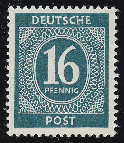 Alliierte Besetzung 923b Ziffer 16 Pf, schwärzlichgrünblau, ** geprüft