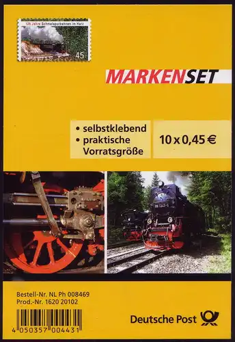 FB 20 Harzer Schmalspurbahn, Folienblatt 10x2916, Erstverwendungsstempel Bonn