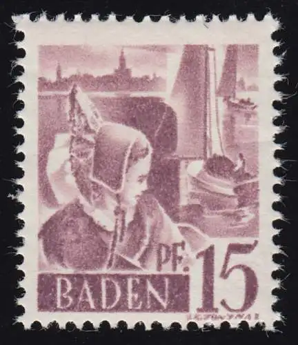 Baden 5yv I Freimarke 15 Pf. **