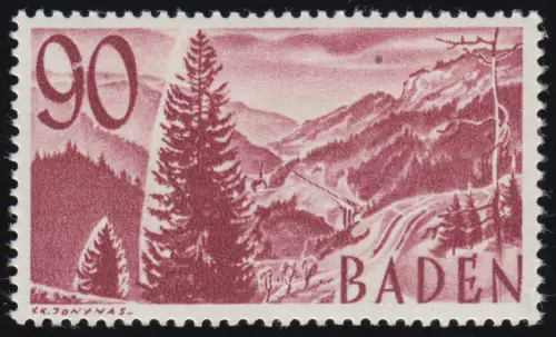 Baden 37y I Freizemarke 90 (Pf.) ** post-freisch