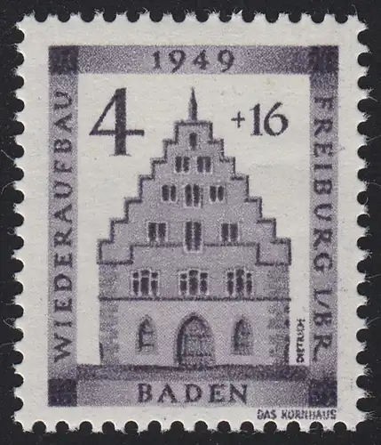 Baden 38A Wiederaufbau 4 Pf. gezähnt **