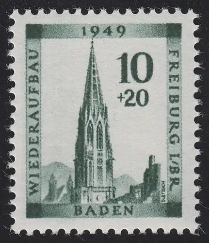 Baden 39A Wiederaufbau 10 Pf. gezähnt **