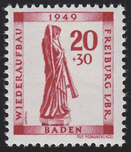 Baden 40A Wiederaufbau 20 Pf. gezähnt **