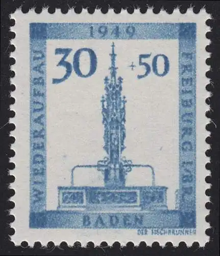 Baden 41A Wiederaufbau 30 Pf. gezähnt **