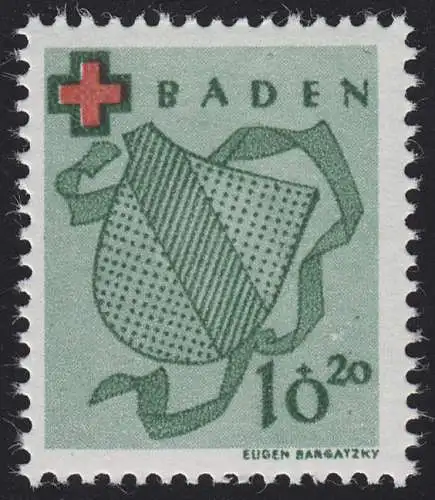 Baden 42A Rotes Kreuz 10 Pf. gezähnt **