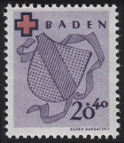 Baden 43A Rotes Kreuz 20 Pf. gezähnt, postfrisch **