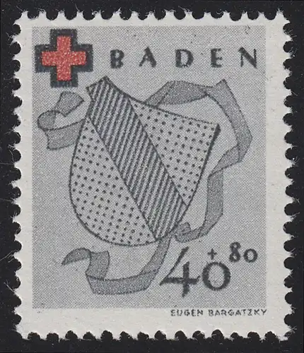 Baden 45A Rotes Kreuz 40 Pf. gezähnt, postfrisch **