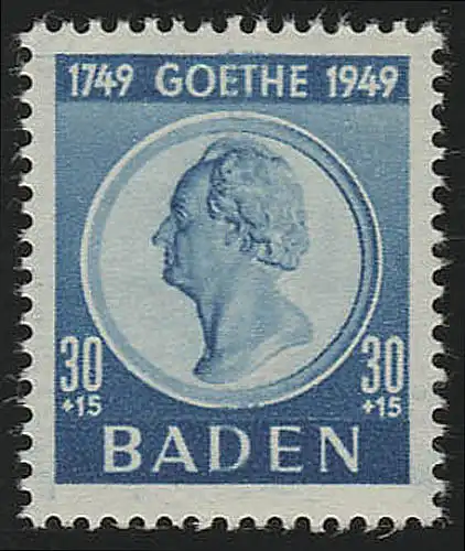 Baden 49 Goethe 30 Pf. **