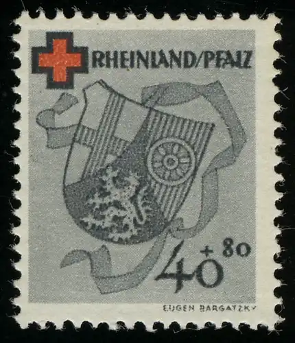 Rhénanie-Palatinat 45A Croix-Rouge 40 Pf. dentée **