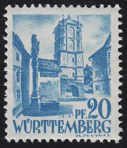 Württemberg 7yv I Freimarke 20 Pf. **