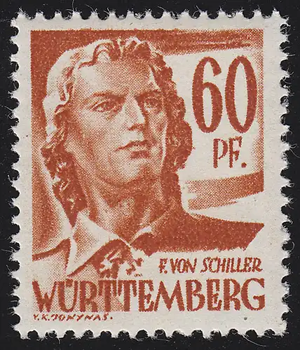 Wurtemberg 10yv Freizemarke 60 Pf., frais de port **