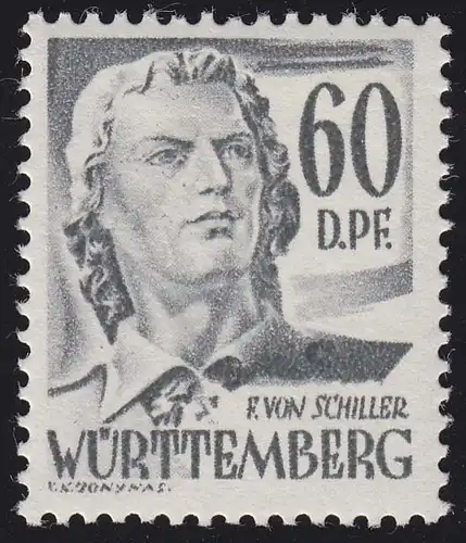 Württemberg 25y Freimarke 60 Pf. postfrisch **