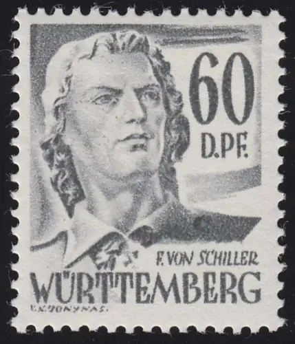 Württemberg 25y Freimarke 60 Pf., postfrisch **