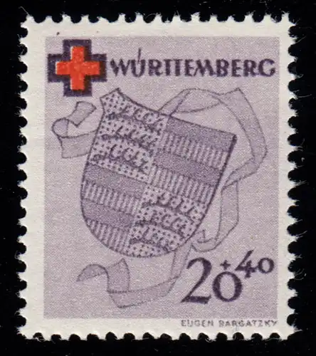 Württemberg 41A Rotes Kreuz 20 Pf. gezähnt **
