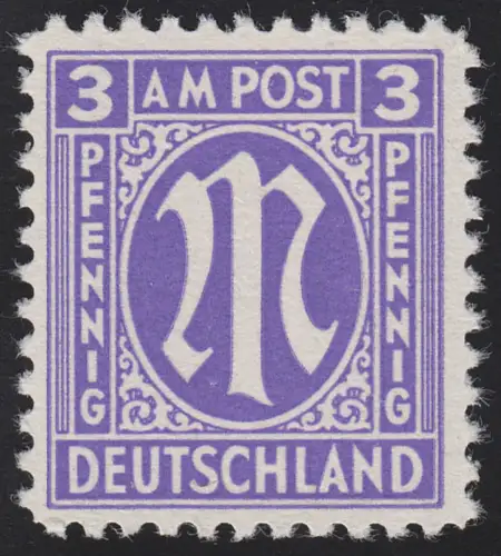 Bizone 1z AM-Post 3 Pf. ** postfrisch