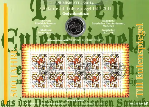 2880 500 ans Till Eulenspiegel par Hermann Bote - Numisblatt 4/2011